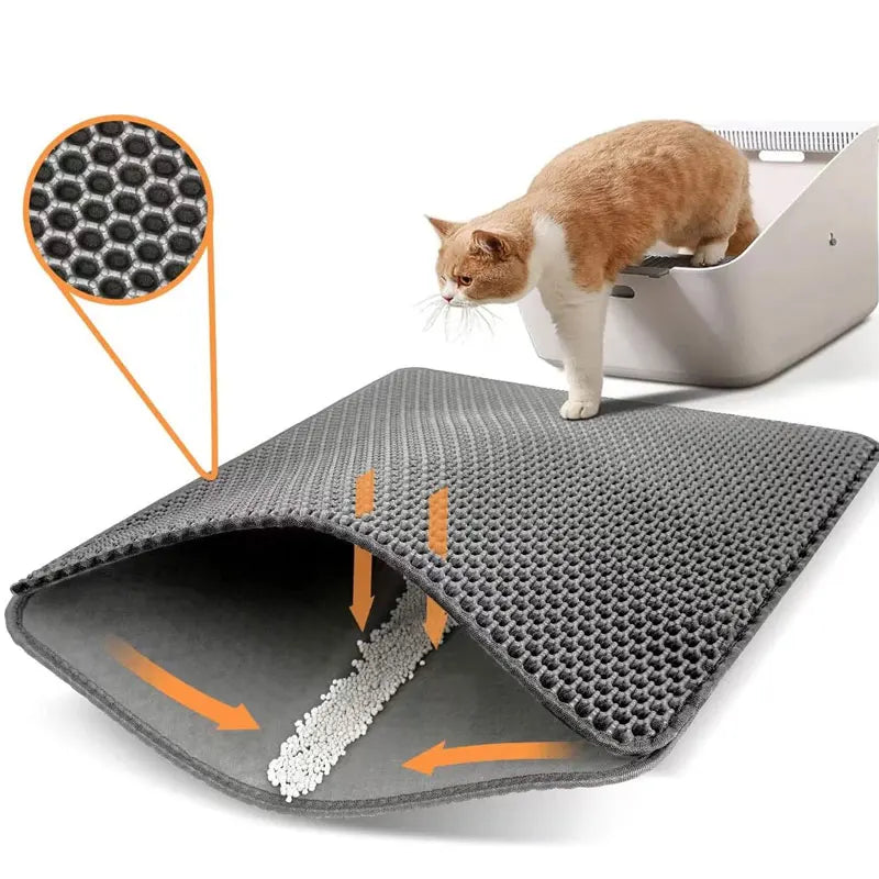 Alfombrilla Atrapa Arena para Gatos - Impermeable y Doble Capa